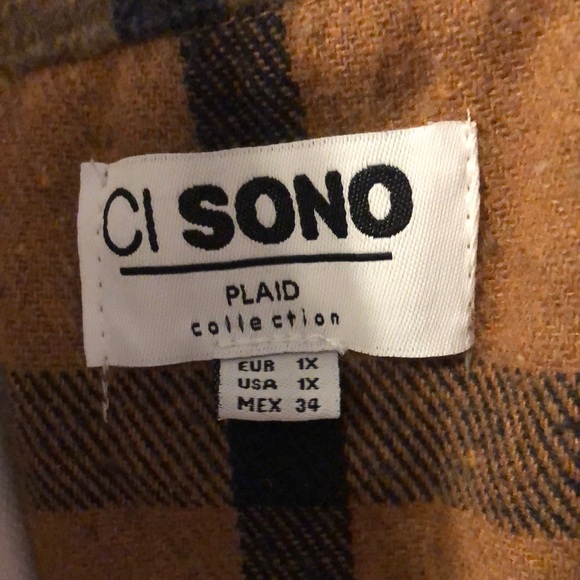 Plaid Women's Jacket - Tan and White - Picture 2 of 10